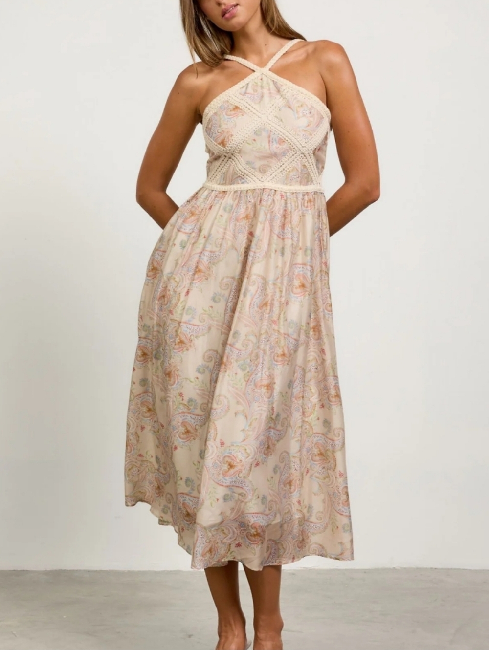Skies are Blue Paisley Halter Midi Dress